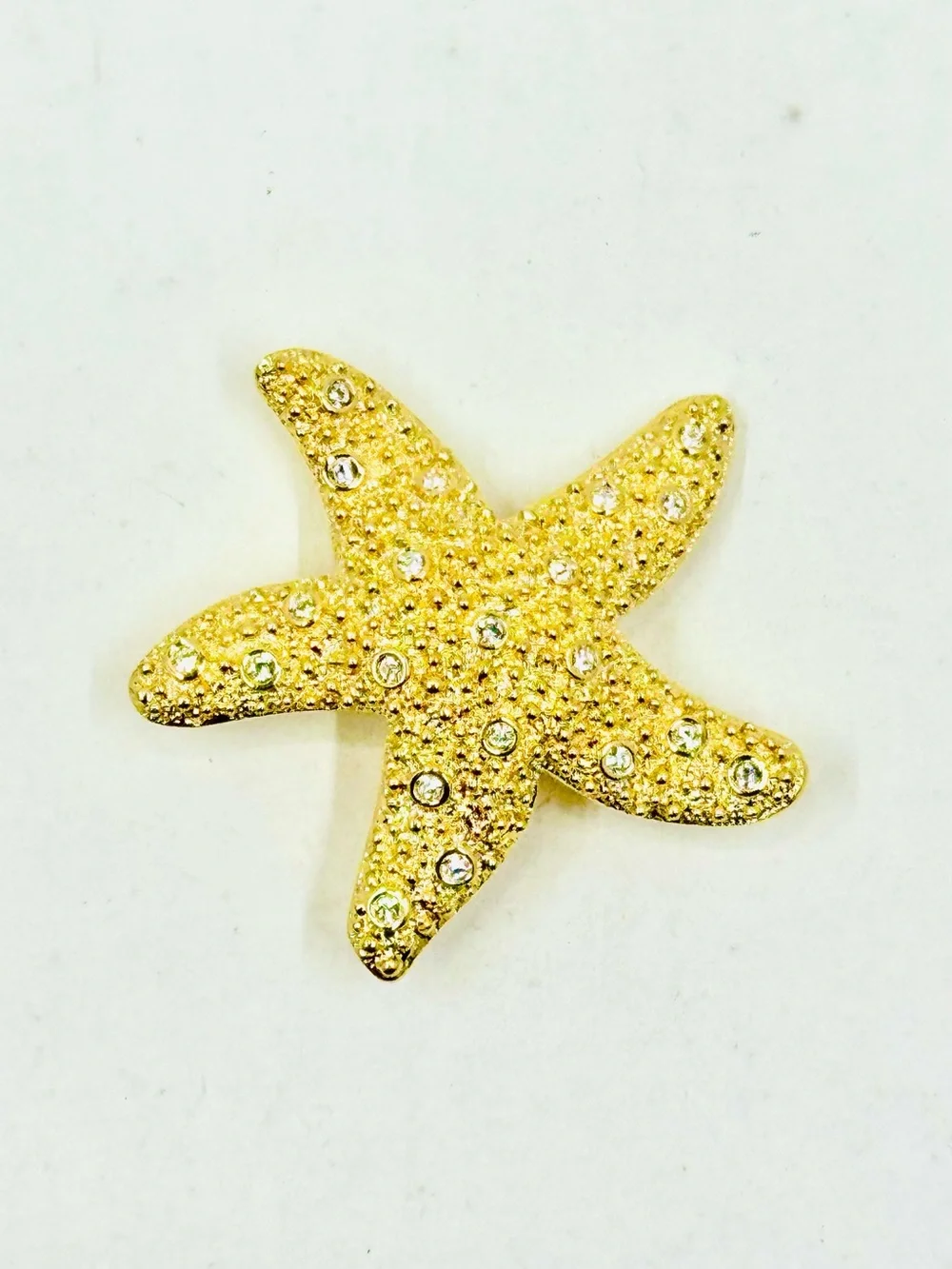 Swarovski Vintage/Retired Gold Starfish Brooch with Clear Crystals Excellent